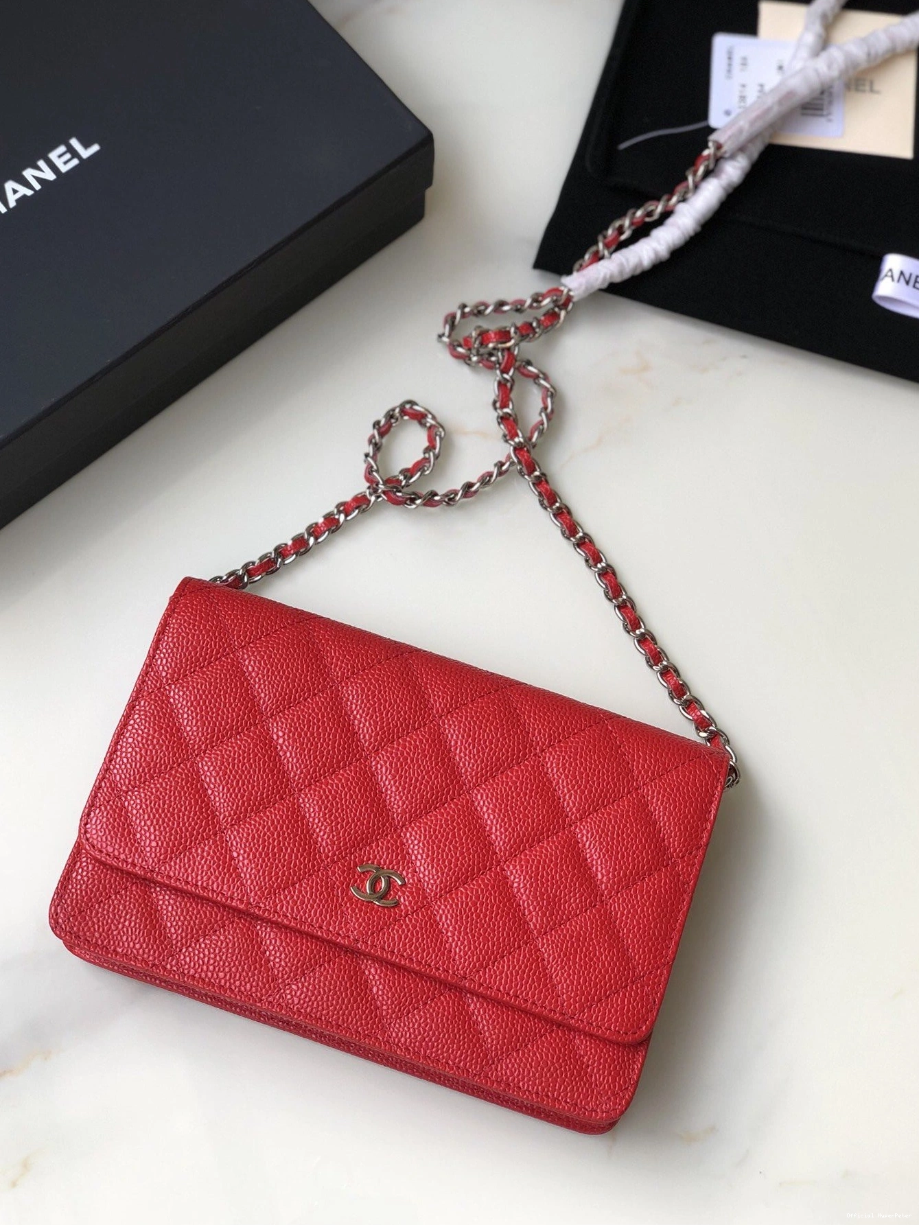 HyperPeter HARDWARE CHANEL WALLET CHAIN SILVER WITH CAVIAR 0721
